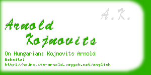 arnold kojnovits business card